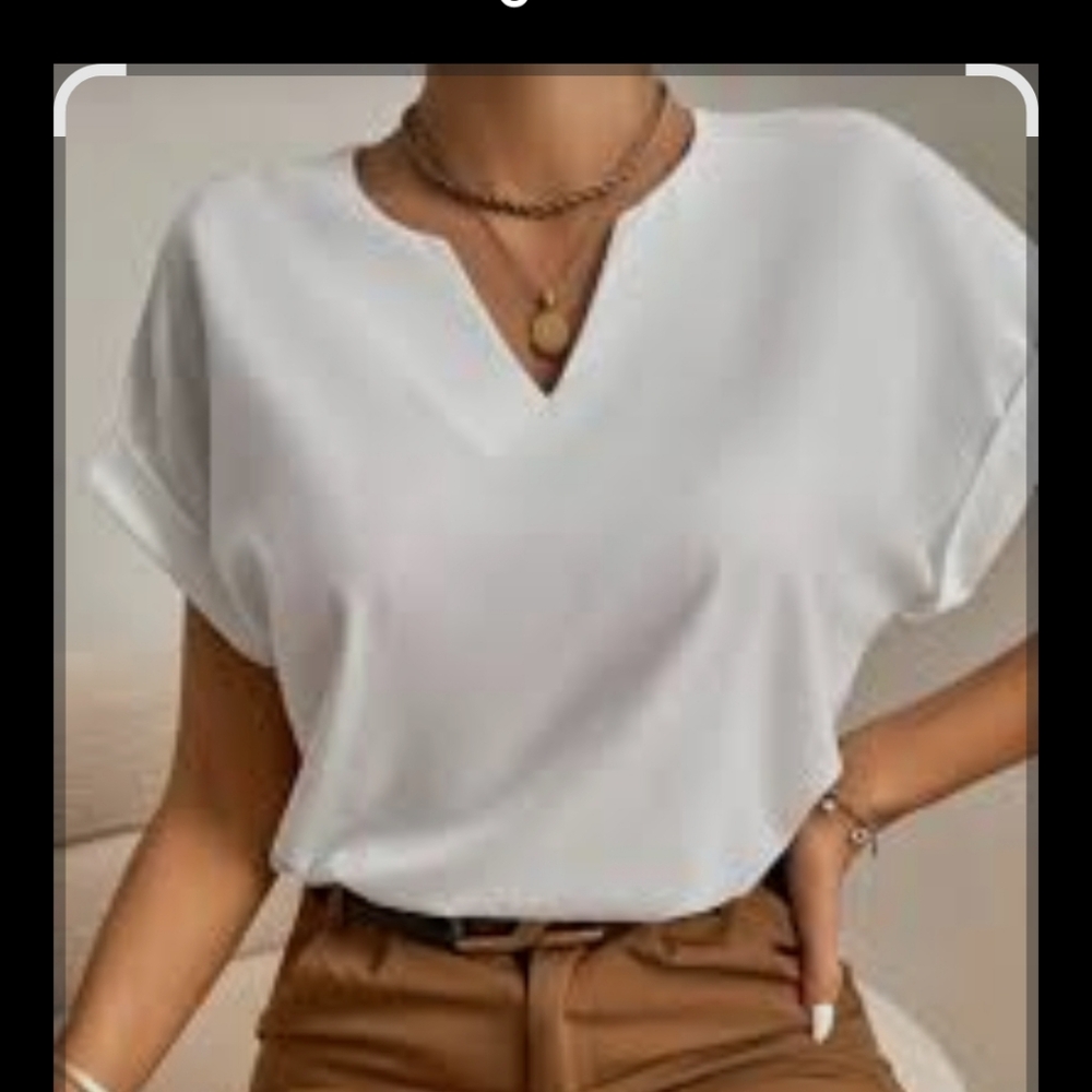 White V-Neck Women's Top